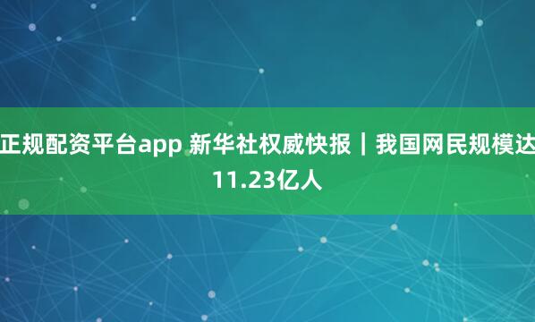 正规配资平台app 新华社权威快报｜我国网民规模达11.23亿人