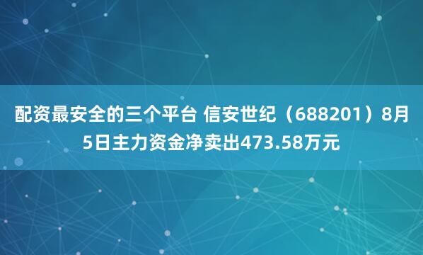 配资最安全的三个平台 信安世纪（688201）8月5日主力资金净卖出473.58万元